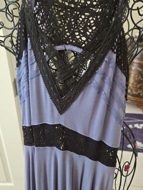 NWOT Free People Black and Lavender Crochet Top Bodice Maxi Dress Sz XS